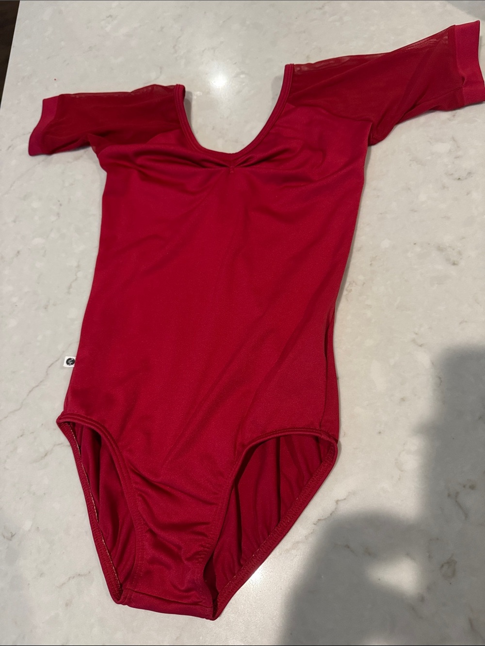Red Short Sleeve Dance One-Piece Leotard